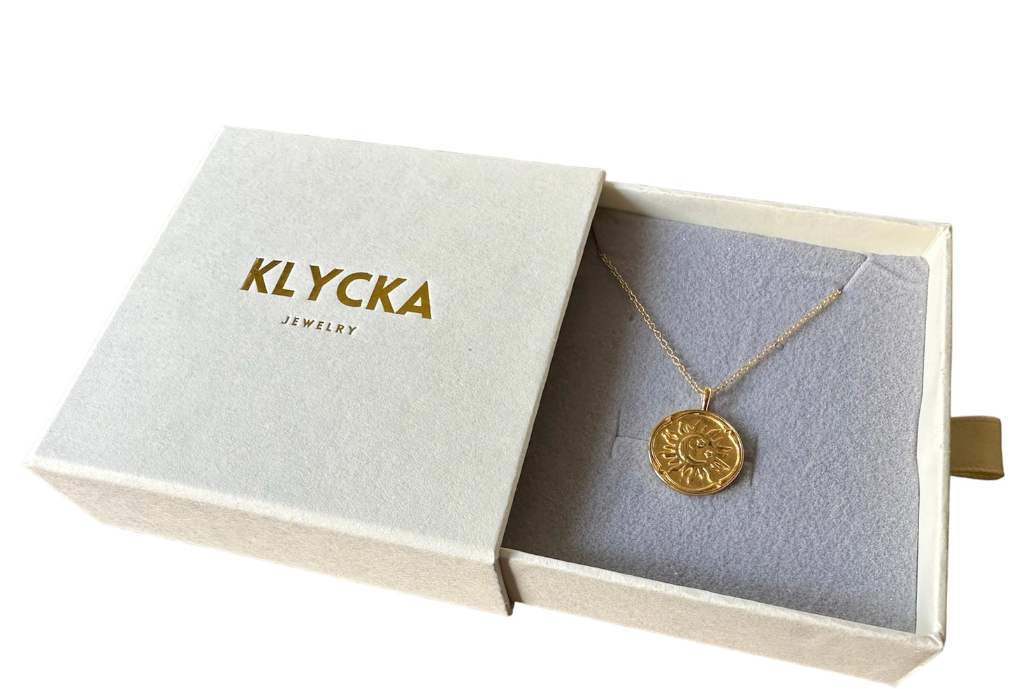 Moon and Sun - 18k Gold Plated Coin pendant necklace 925 sterling silver